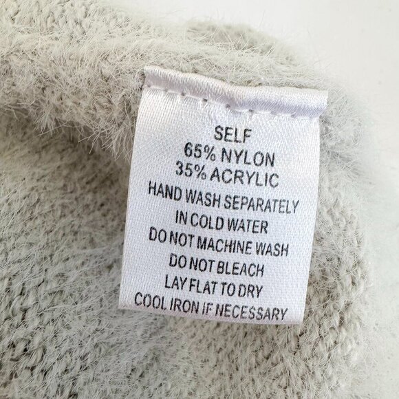 HELLO HEART GREY BALLOON SLEEVE FURRY SWEATER SIZE SMALL - Picture 3 of 9